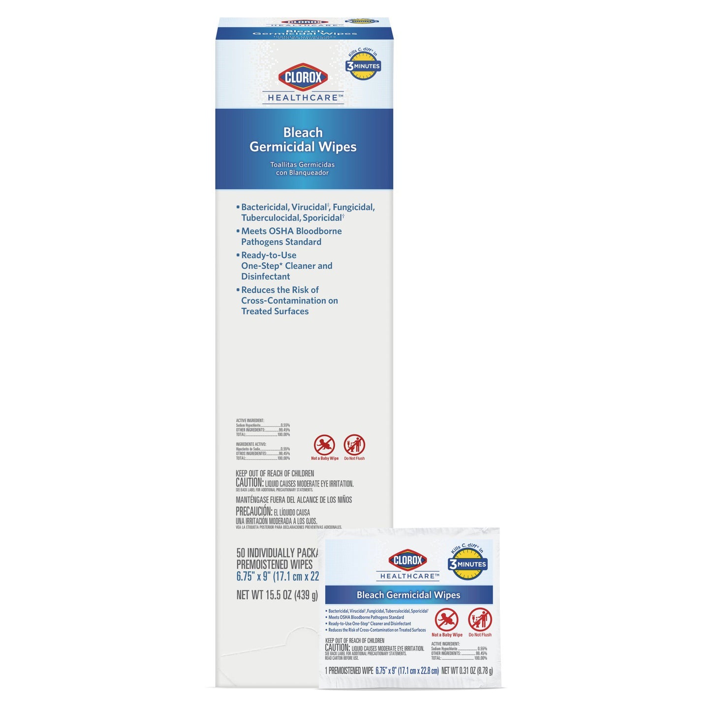 WIPE, DISINF CLOROX WHT 6.7"X9"
