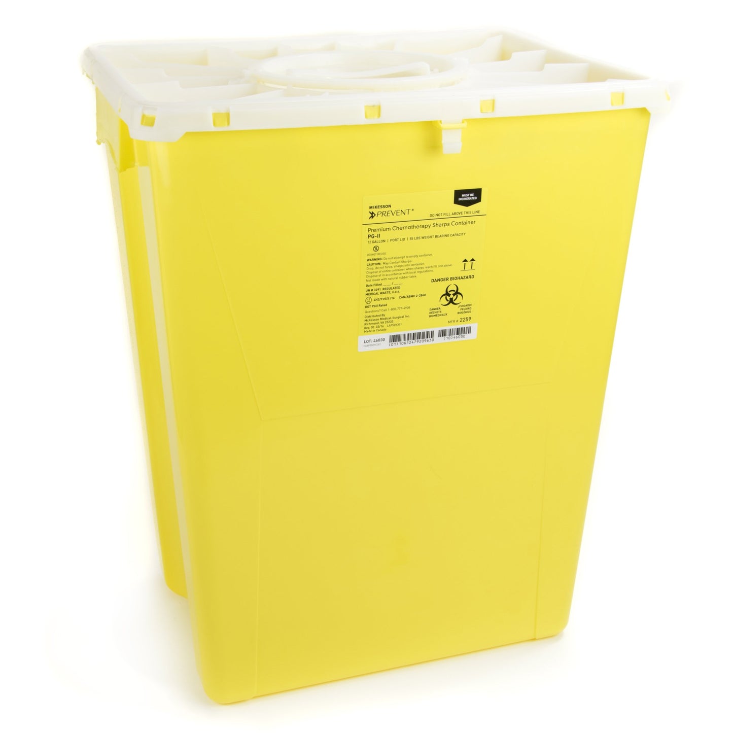 CONTAINER, SHARPS CHEMO YLW 12GL