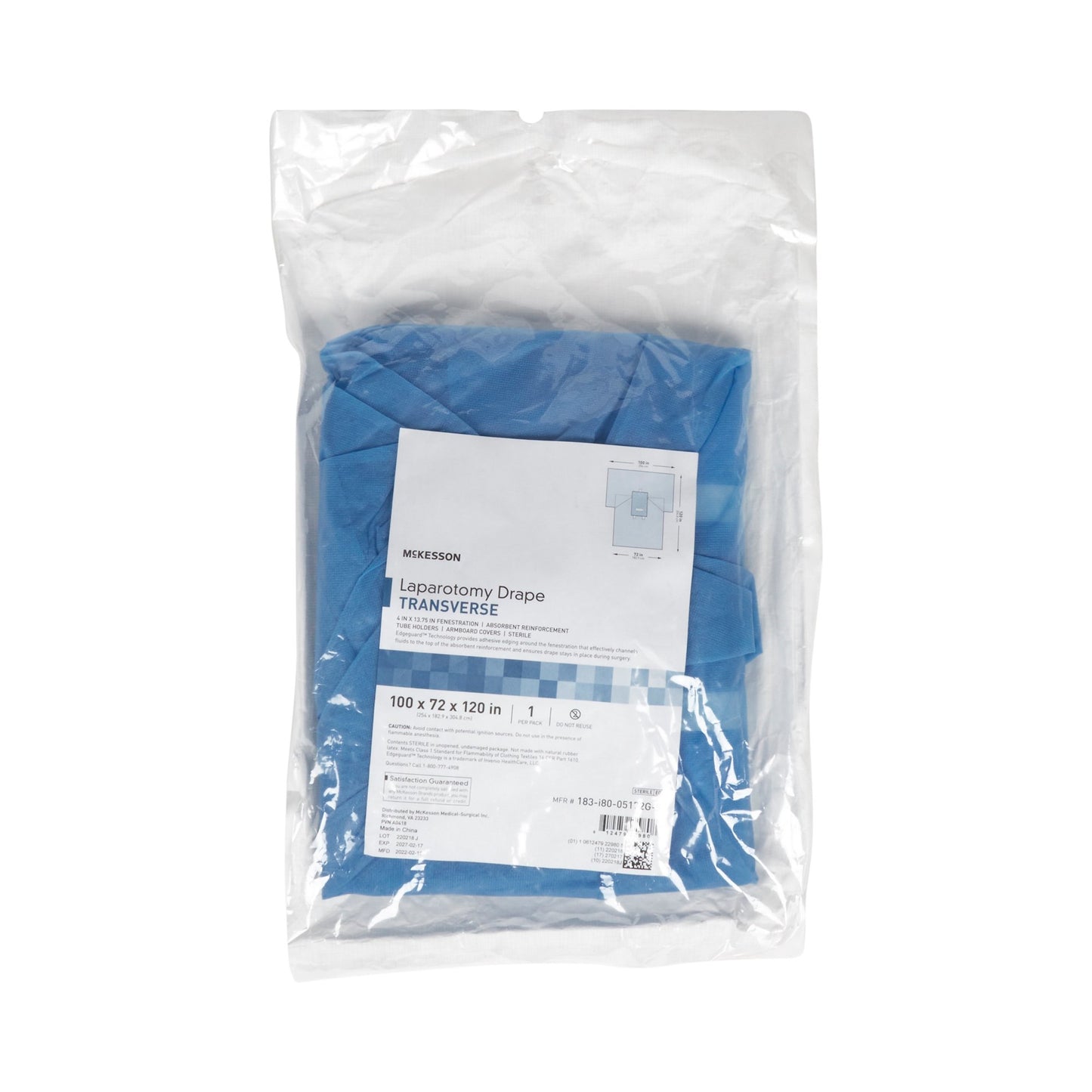 DRAPE, SURG TRANSVERSE LAPAROTOMY STR 100"X72"X120"