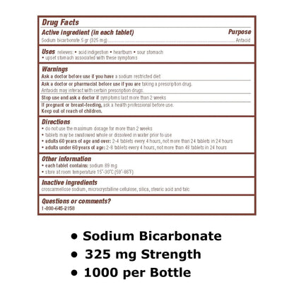 SODIUM BICARB, TAB 325MG (1000/BT)