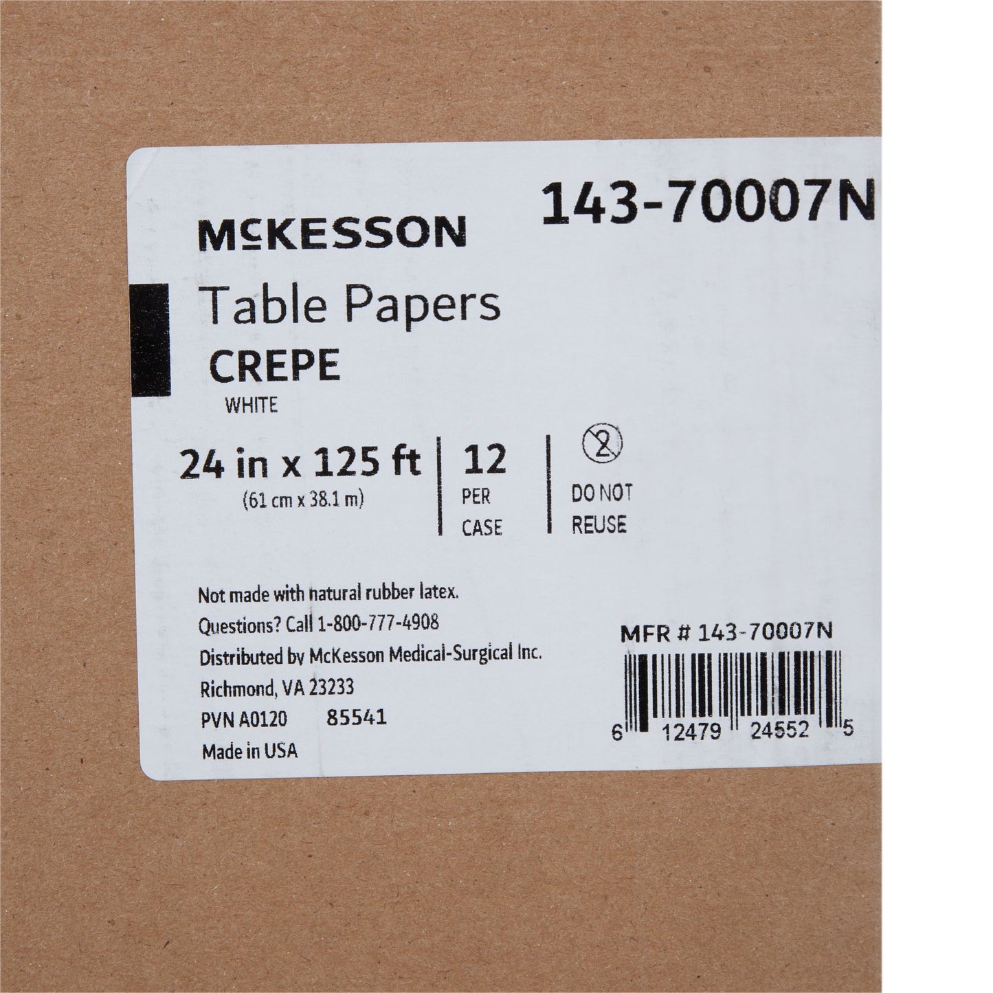 PAPER, TABLE CREPE WHT 24"X125'
