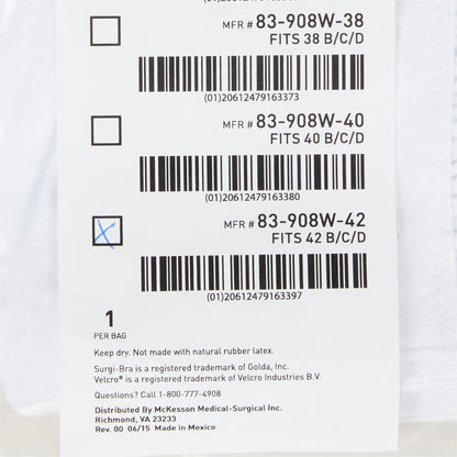 SUPPORT, SURGI-BRA II BREAST COTTON WHT LF 42B/C/D MGM83