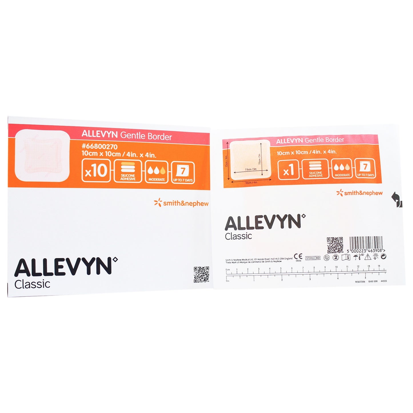 DRESSING, WND ALLEVYN GENTLE BORDER 4X4"
