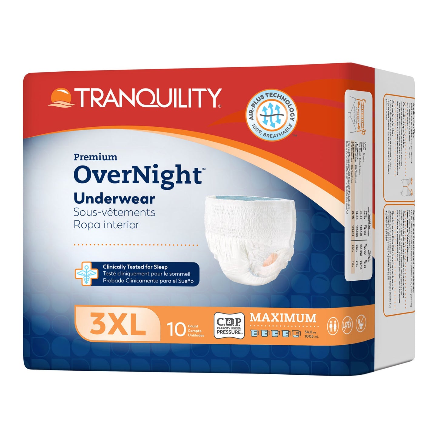 UNDERWEAR, TRANQUILITY OVERNIGHT DISP 3XLG