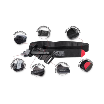 TOURNIQUET, COMBAT APPLICATION1HAND RED TIP BLK NARSCU
