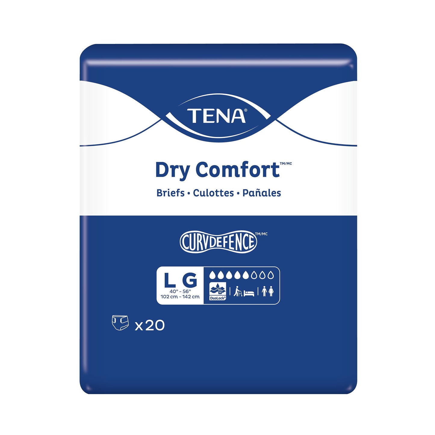 BRIEF, INCONT TENA DRY COMFORTLG