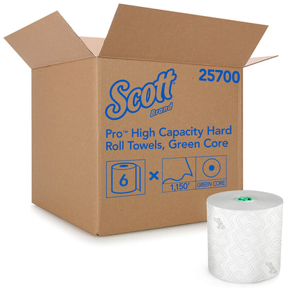 TOWEL ROLL, HARD SCOTT GRN/WHT7.5"X1150'