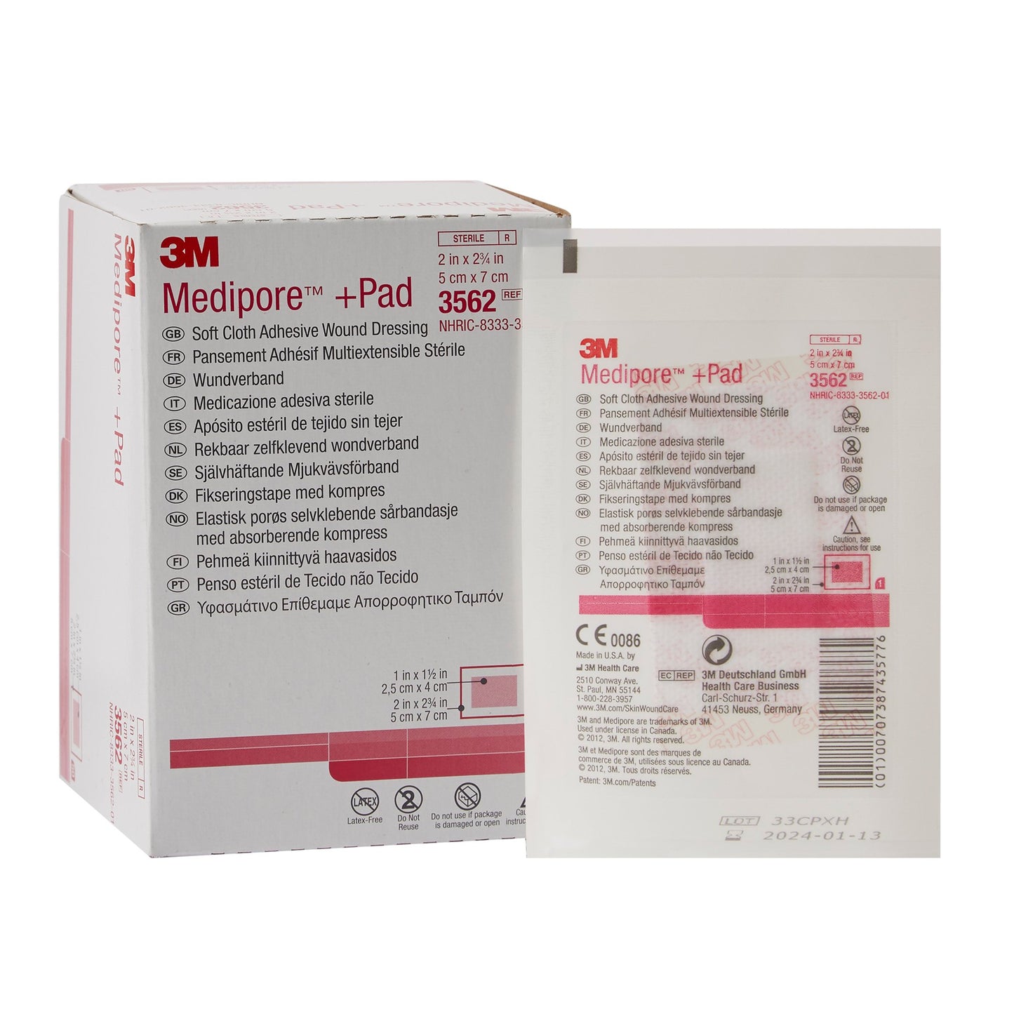 DRESSING, SOFT CLOTH MEDIPORE+PAD 2"X2 3/4"