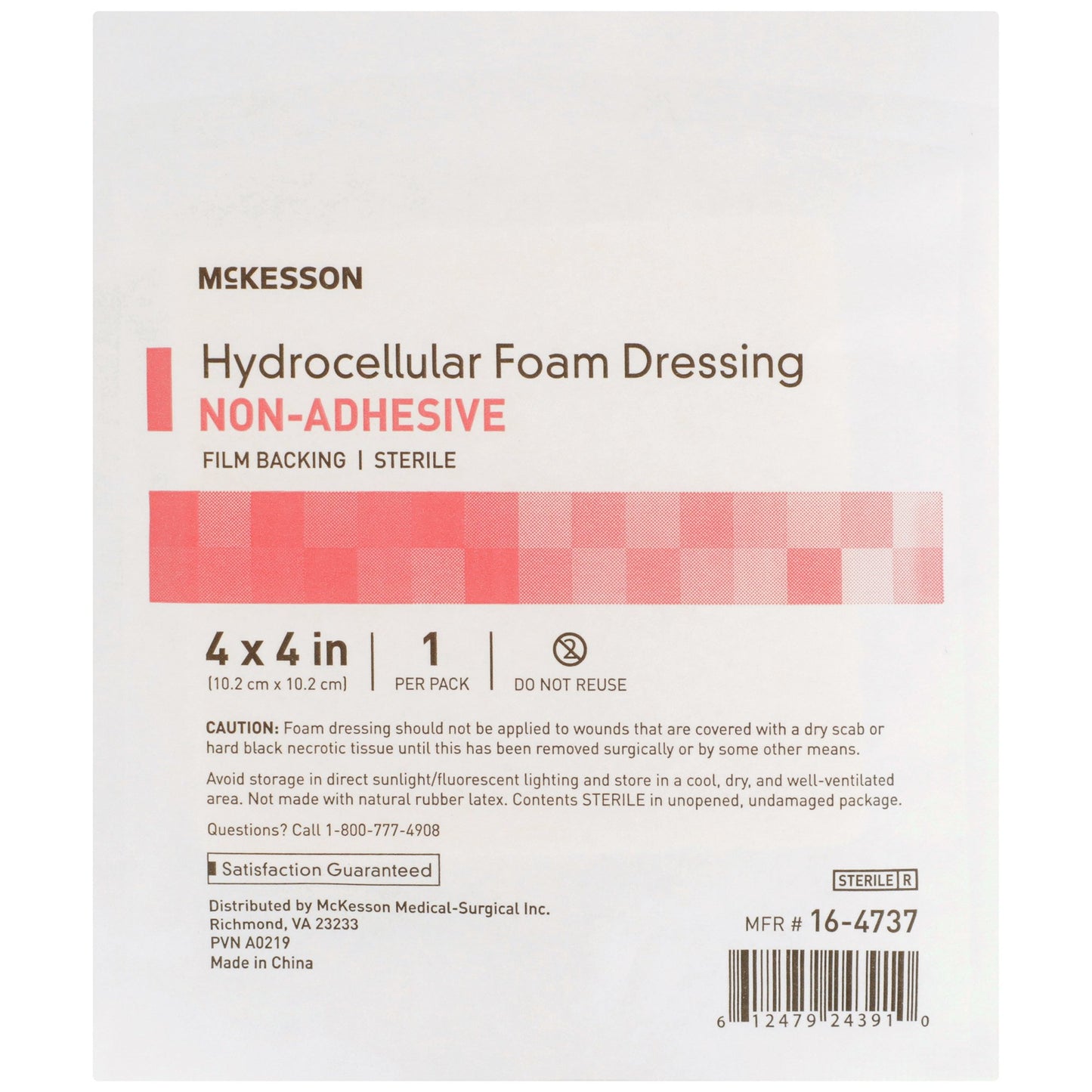 DRESSING, HYDROCELLULAR FM N/ADH W/FILM BCK 4"X4"
