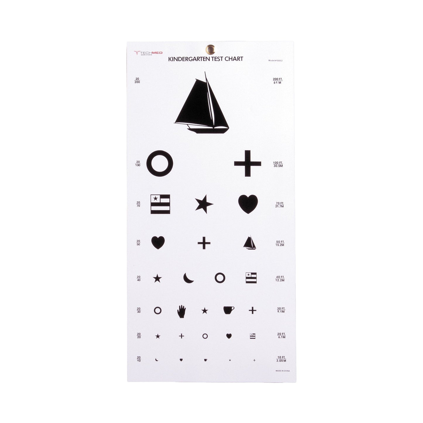 CHART, EYE TEST KINDERGRTN LF20' 22"X11"