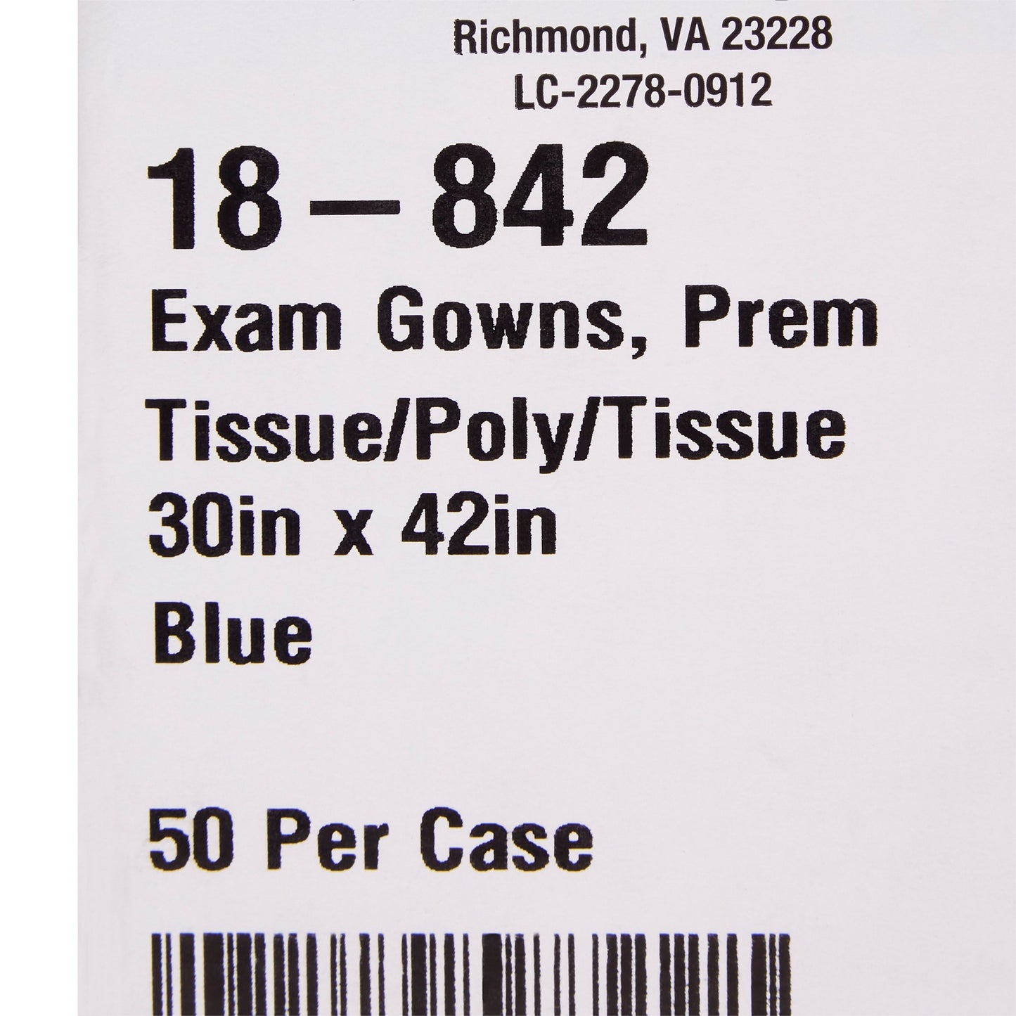 GOWN, EXAM T/P/T F/B OPN BLU 30X42