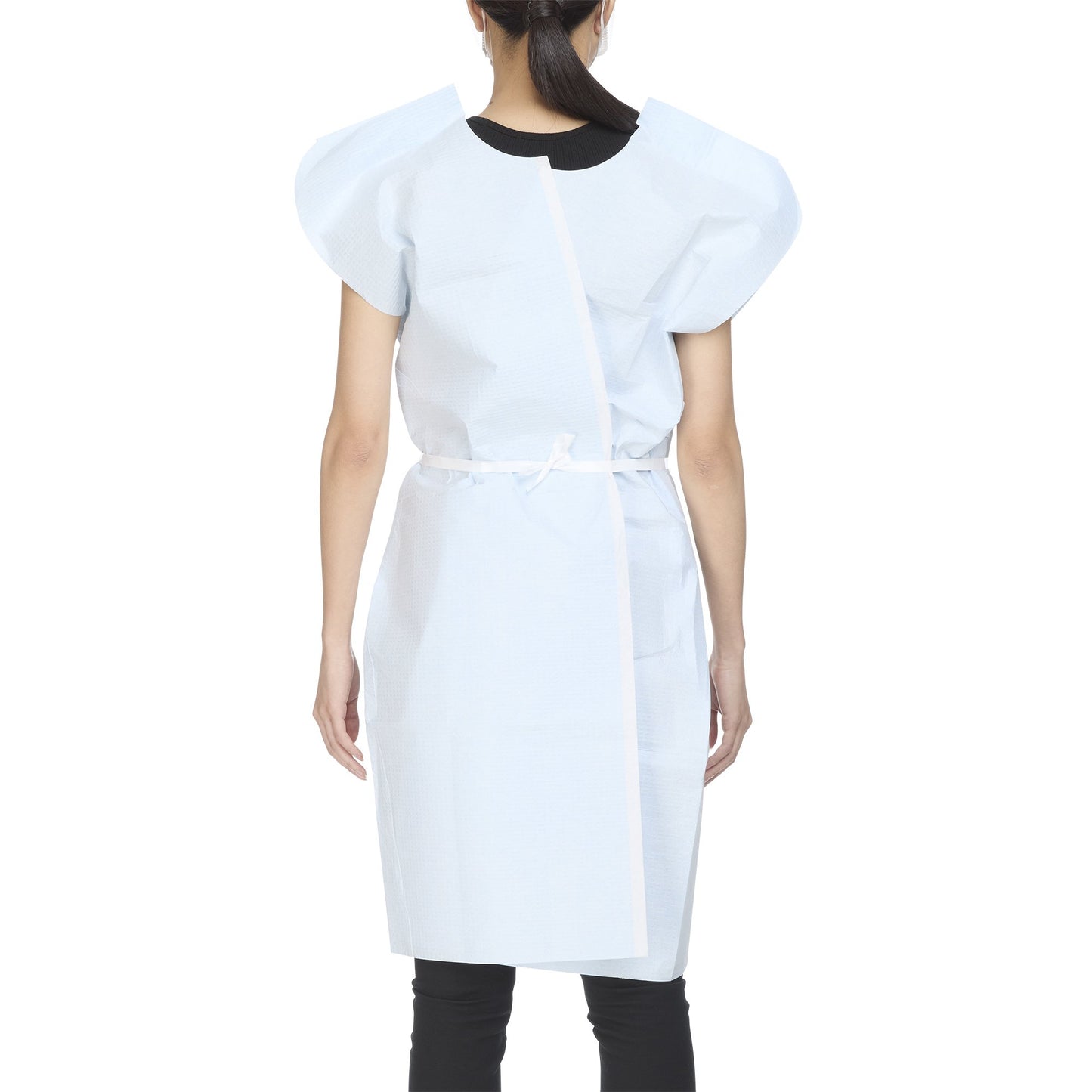 GOWN, EXAM T/P/T F/B OPN BLU 30X42