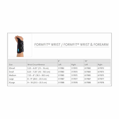 WRIST SPLINT, FORMFIT FHT XSM8" OSSURA