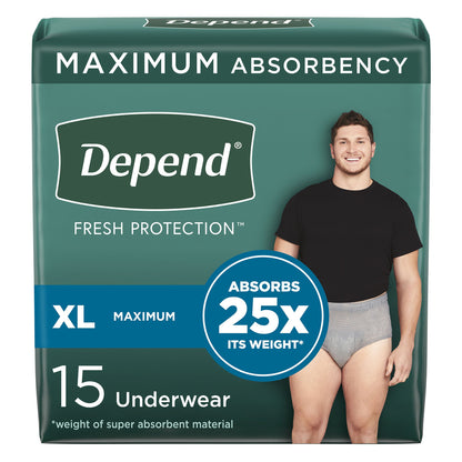 UNDERWEAR, DEPEND MAX ABSRB MEN XLG
