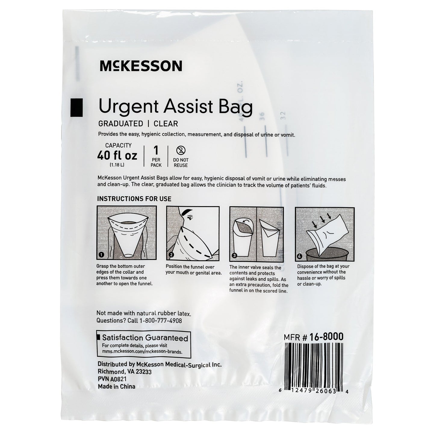 BAG, VOMIT GRADUATED MARKINGSCLR 40OZ