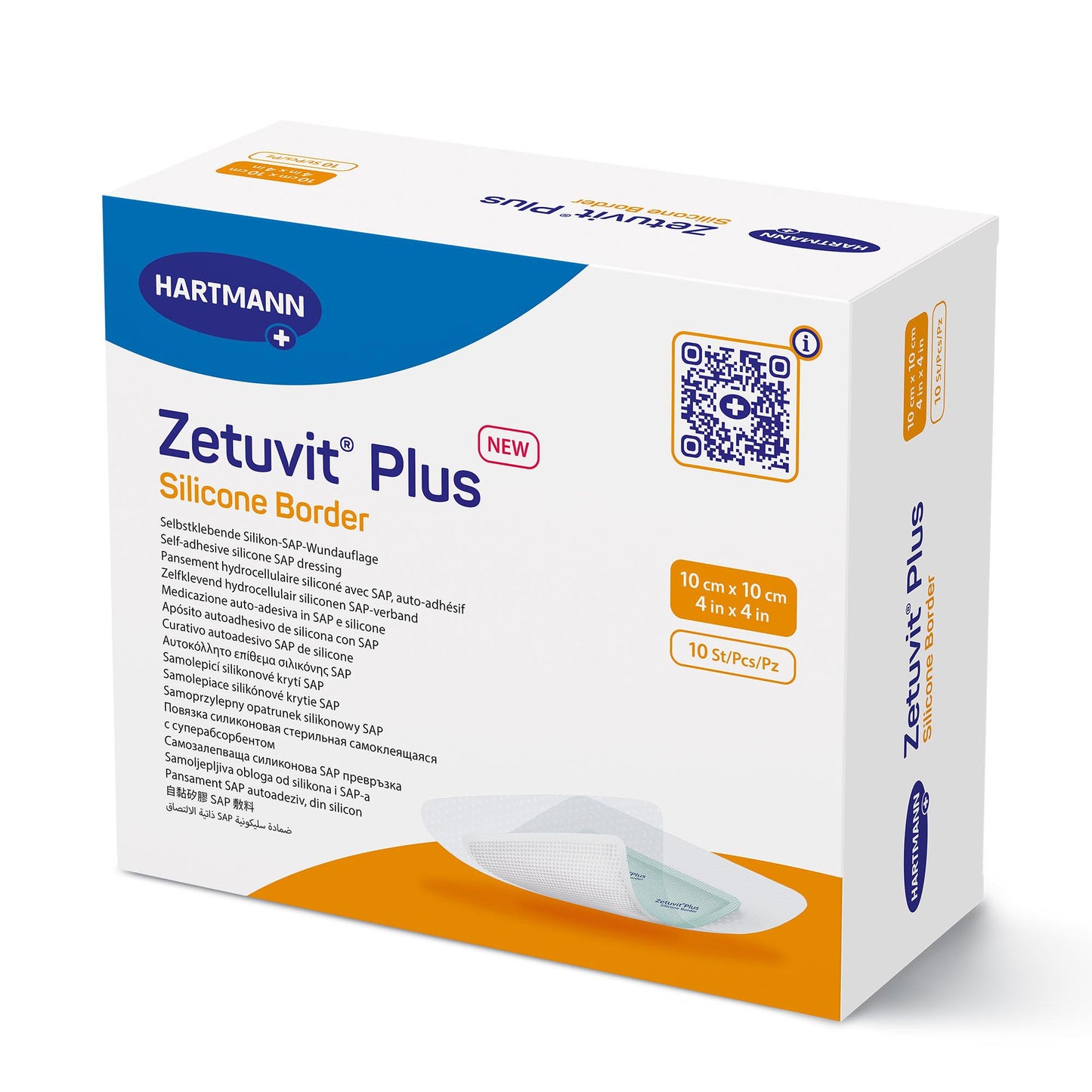 DRESSING, WND ZETUVIT + SAP BRDR SIL ADH 4"X4"