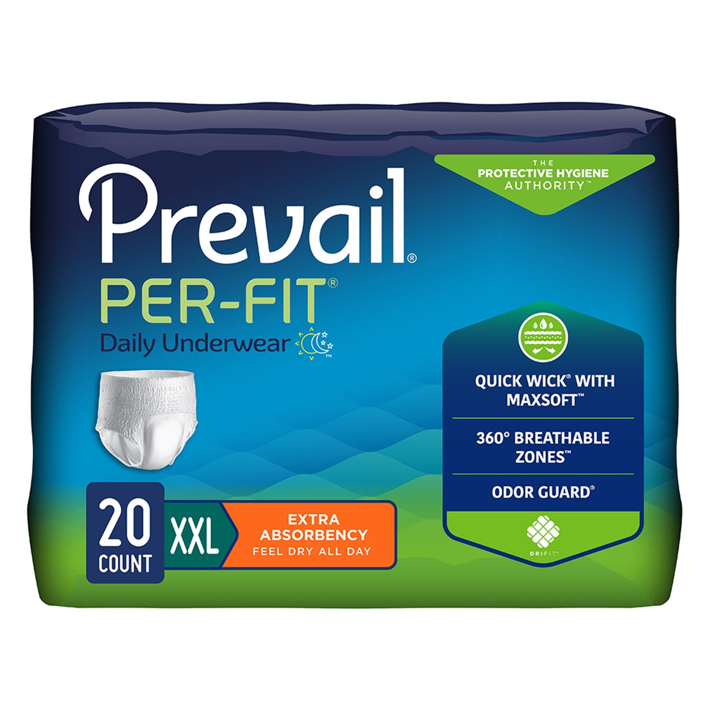 UNDERWEAR, PROTECTIVE PREVAILPER-FIT XXLRG DISP