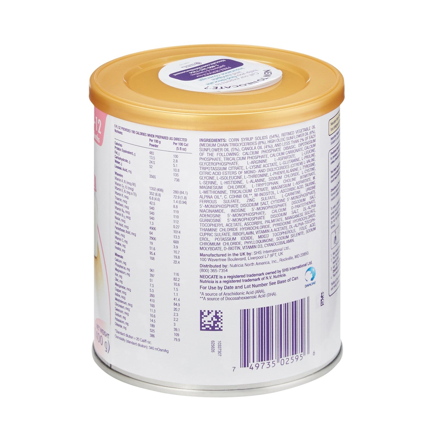 FORMULA, INF NEOCATE NUTRICIADHA/ARA CAN PDR 14.1OZ