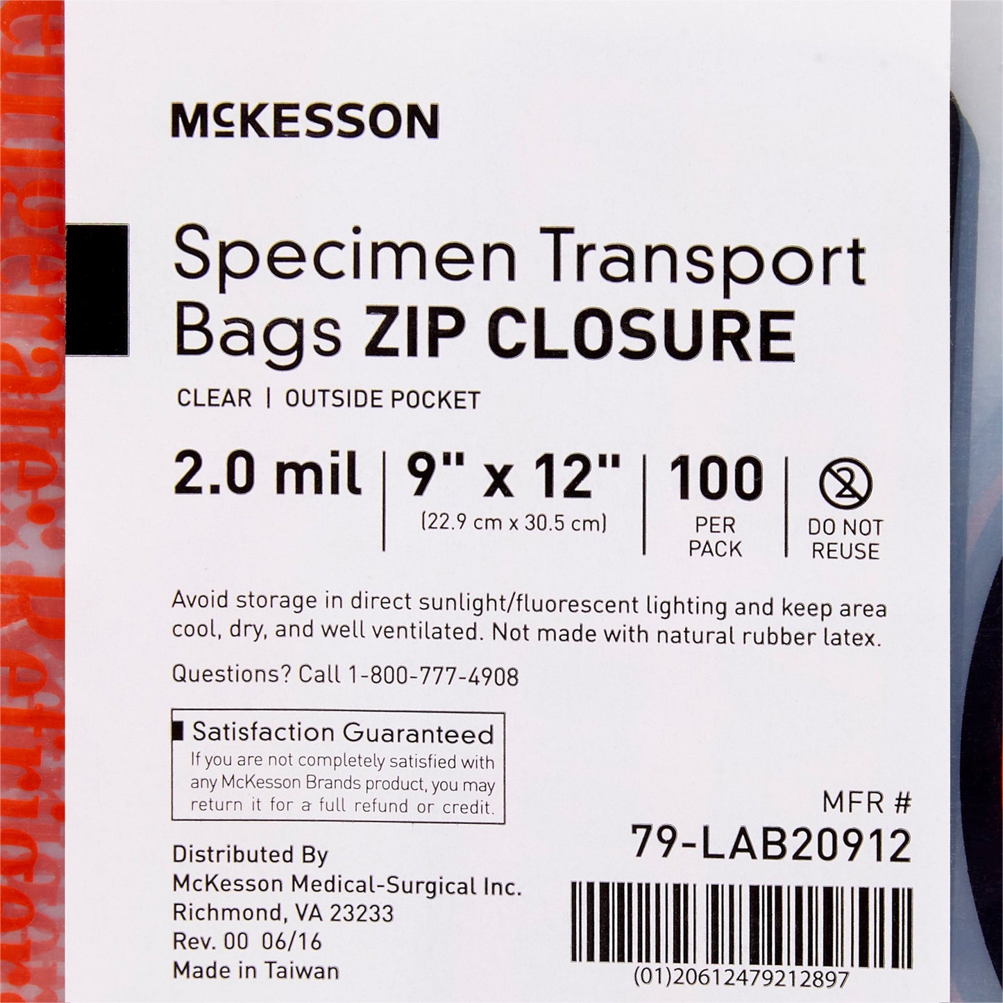 BAG, SPCMN BIOHAZ O/SIDE PCKTZIPLCK 9X12