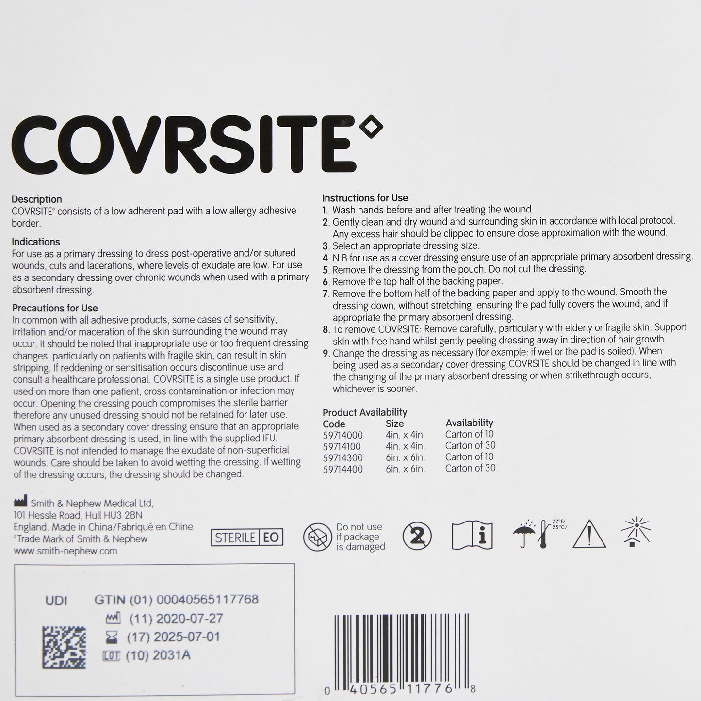 DRESSING, COVRSITE 6"X6"