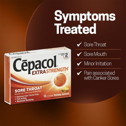 CEPACOL, LOZ SORE THROAT MAX HONEY LEMON