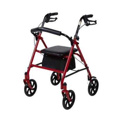 WALKER, ROLLATOR DURA FOLDINGSTEEL W/7.5" WHLS RED 350LB
