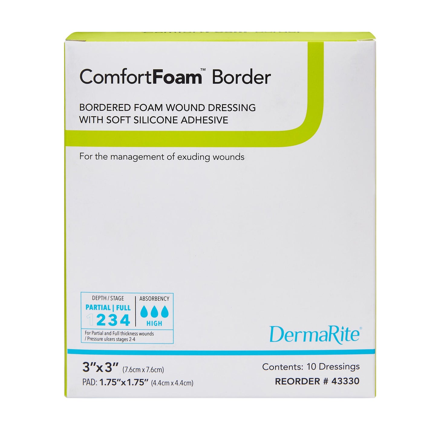 DRESSING, COMFORT FOAM BORDER3"X3"