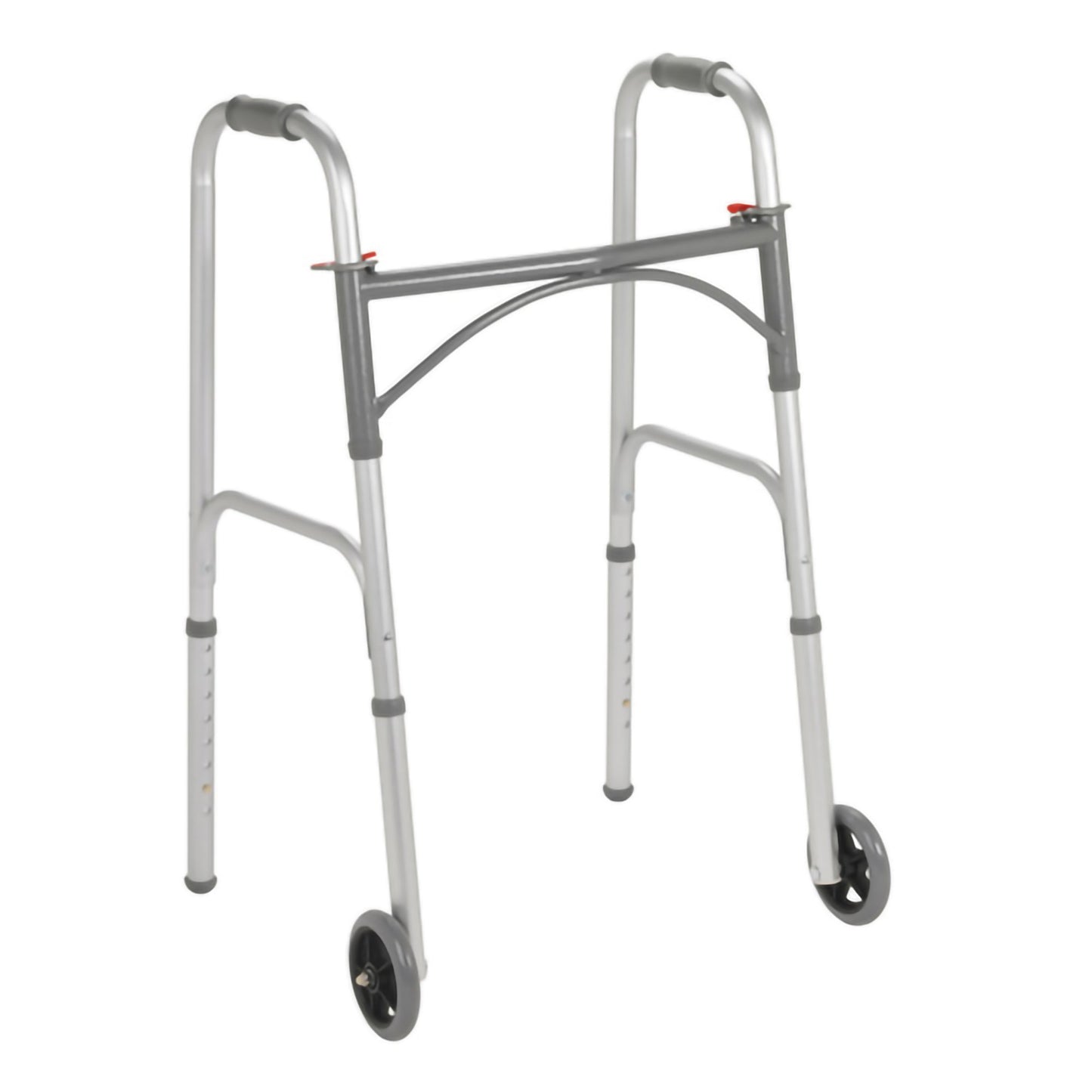 WALKER, DUAL FOLD STEEL ADLT 350LB W/5" WHEELS