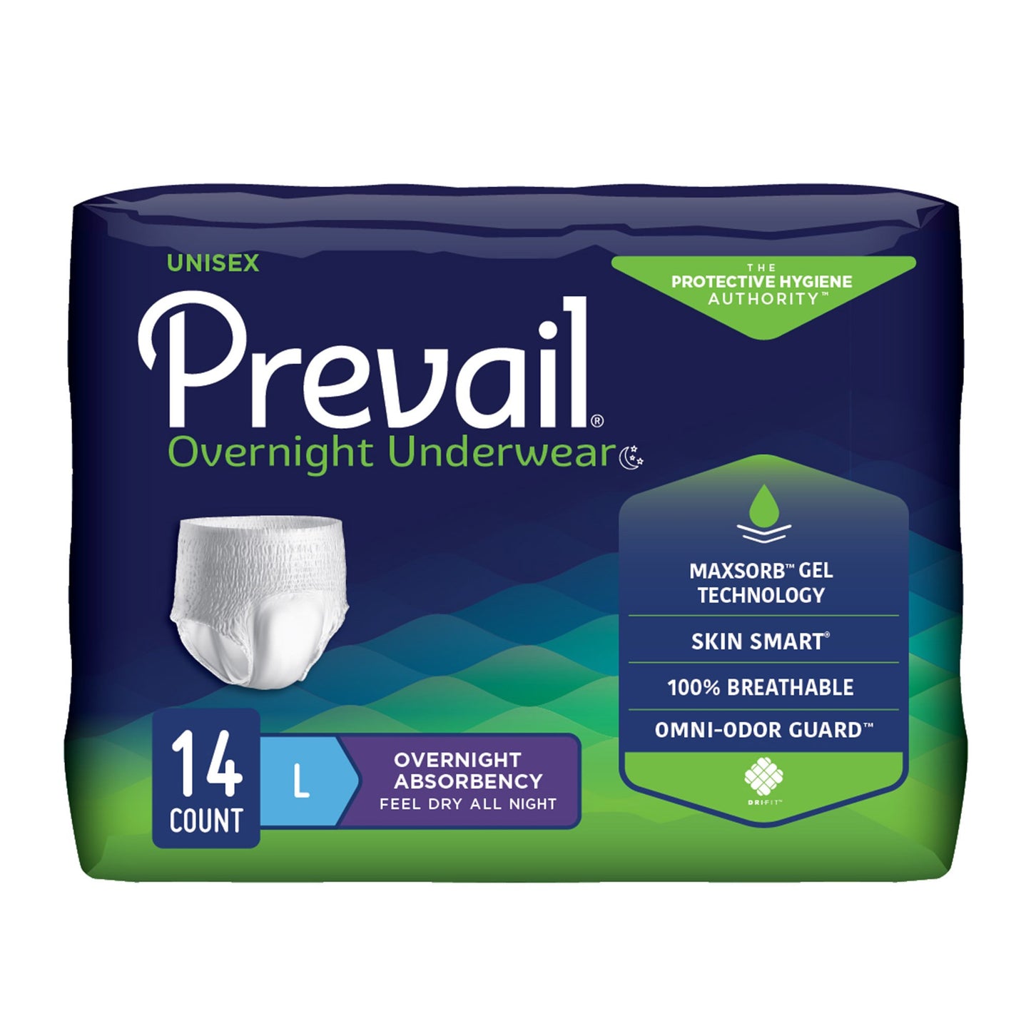 UNDERWEAR, OVERNIGHT PROT PREVAIL LG 44-58"
