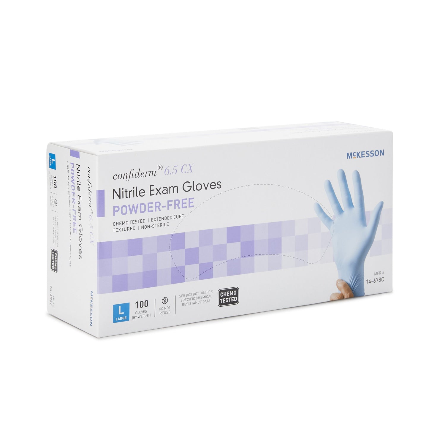 GLOVE, EXAM NTRL LG N/S EXTCFCHEMO 6.5CX