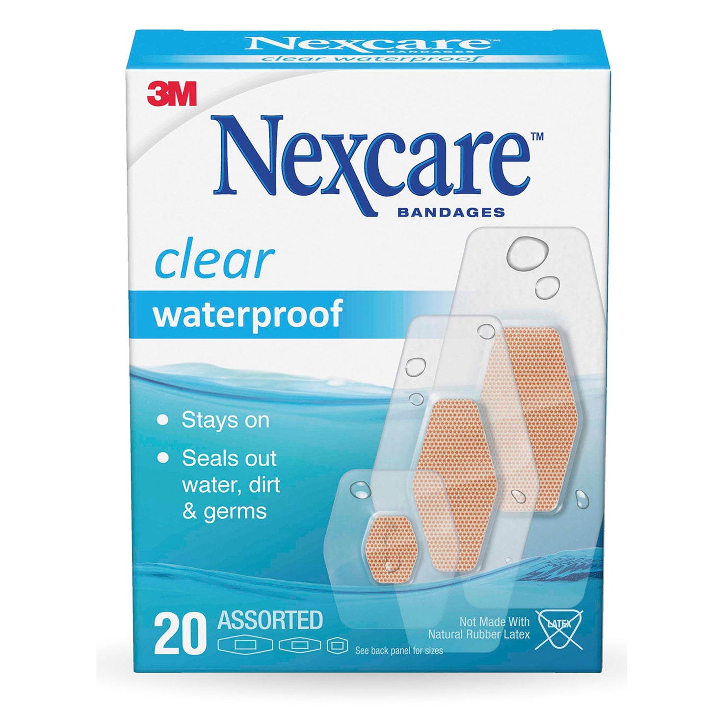 BANDAGE, NEXCARE WATERPROOF ASSORTED CLR