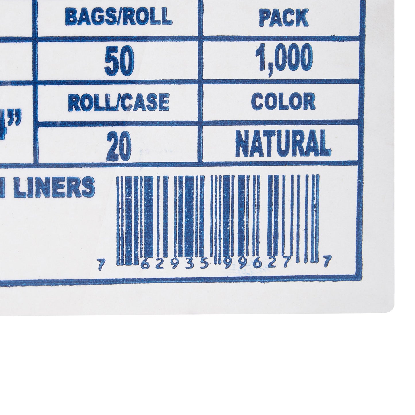 LINER, CAN CLR 5MIC 24"X24"10GL
