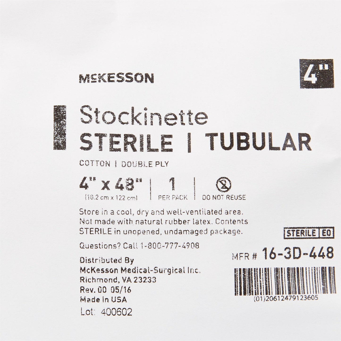 STOCKINETTE, TUBULAR 2PLY STR4"X48"