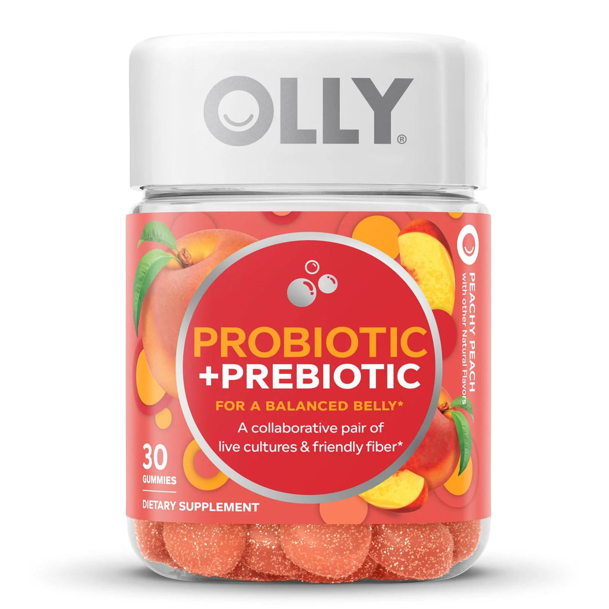 OLLY, GUMMY PROBIOTIC + PREBIOTIC PEACHY PEACH