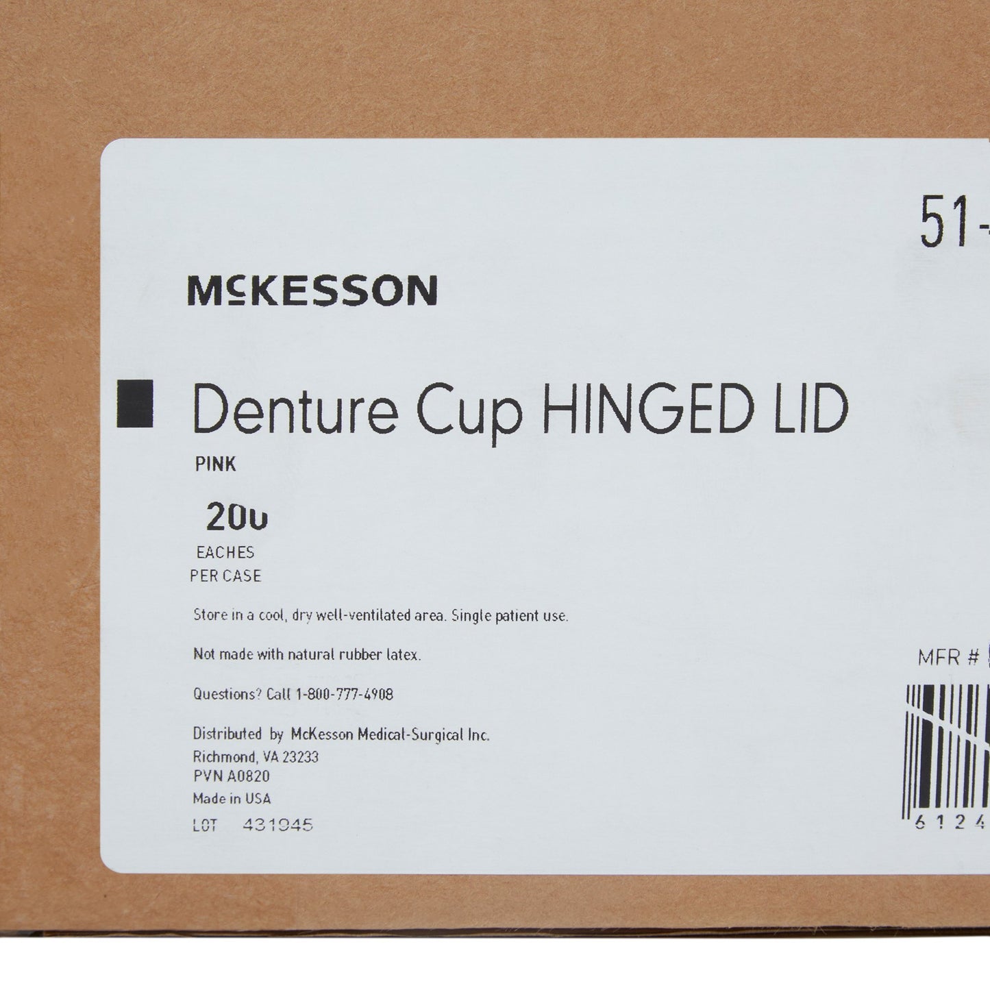 CUP, DENTURE HINGED LID PNK