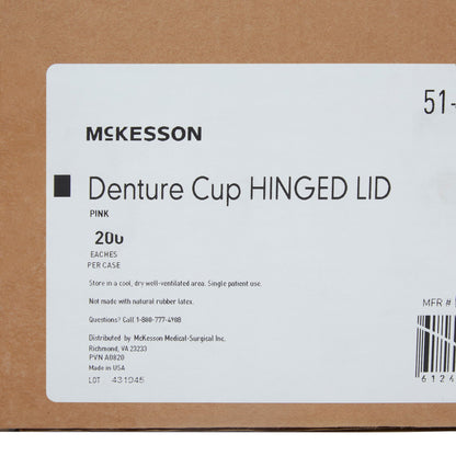 CUP, DENTURE HINGED LID PNK