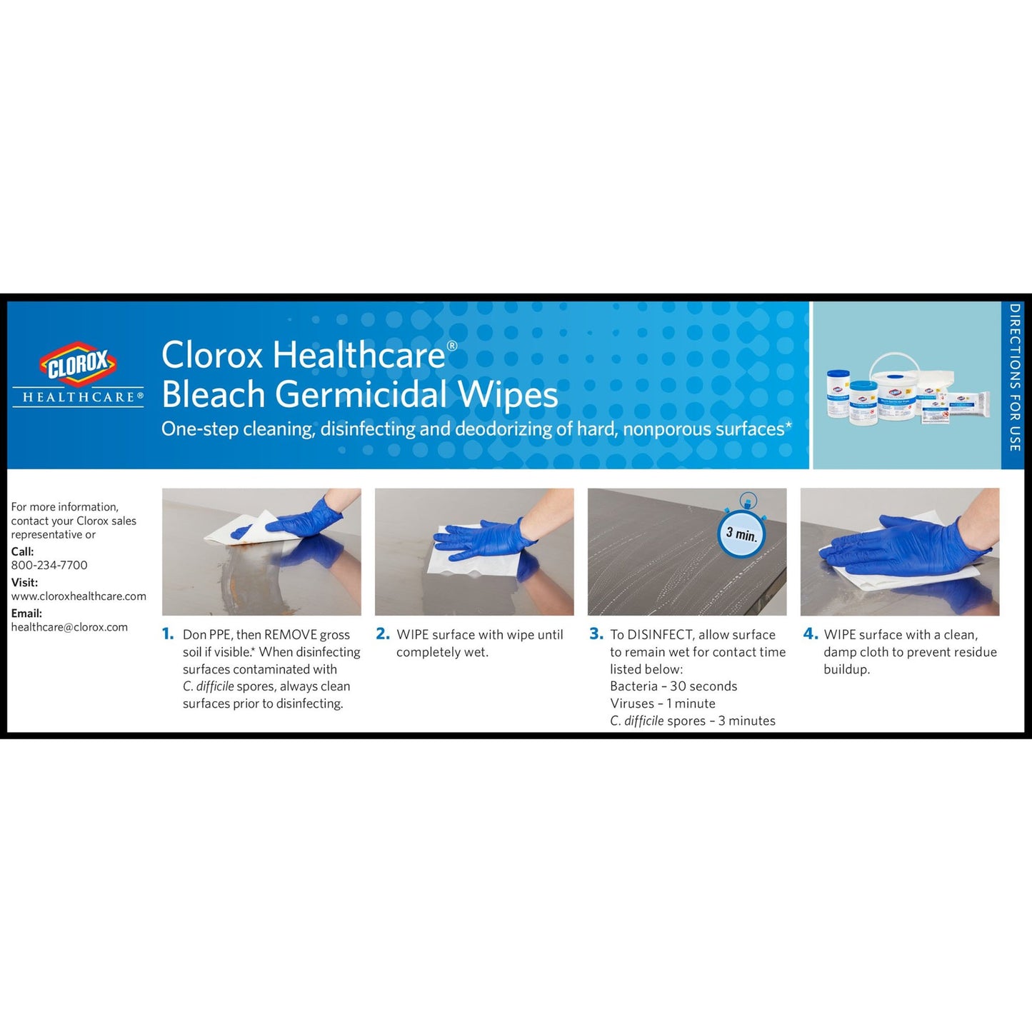 WIPE, GERMICIDAL CLOROX 6.75"XX9" 70/CT