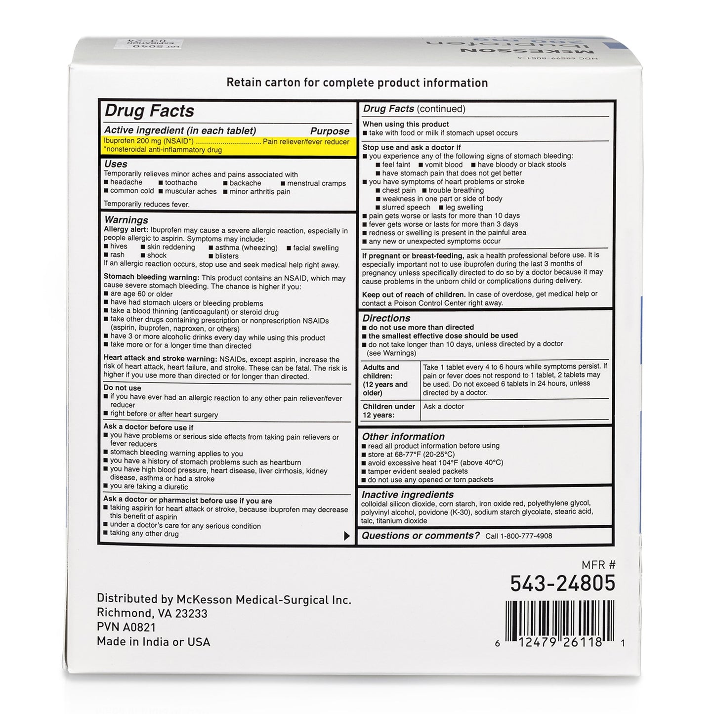 IBUPROFEN, TAB 200MG UD 200X2X 12BX/CS)