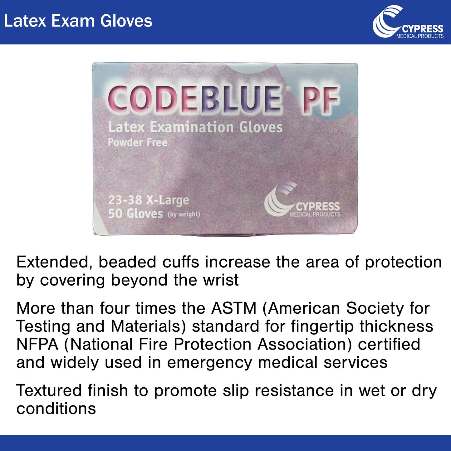 GLOVE, EXAM LTX XL N/S EXTCF CODEBLUE