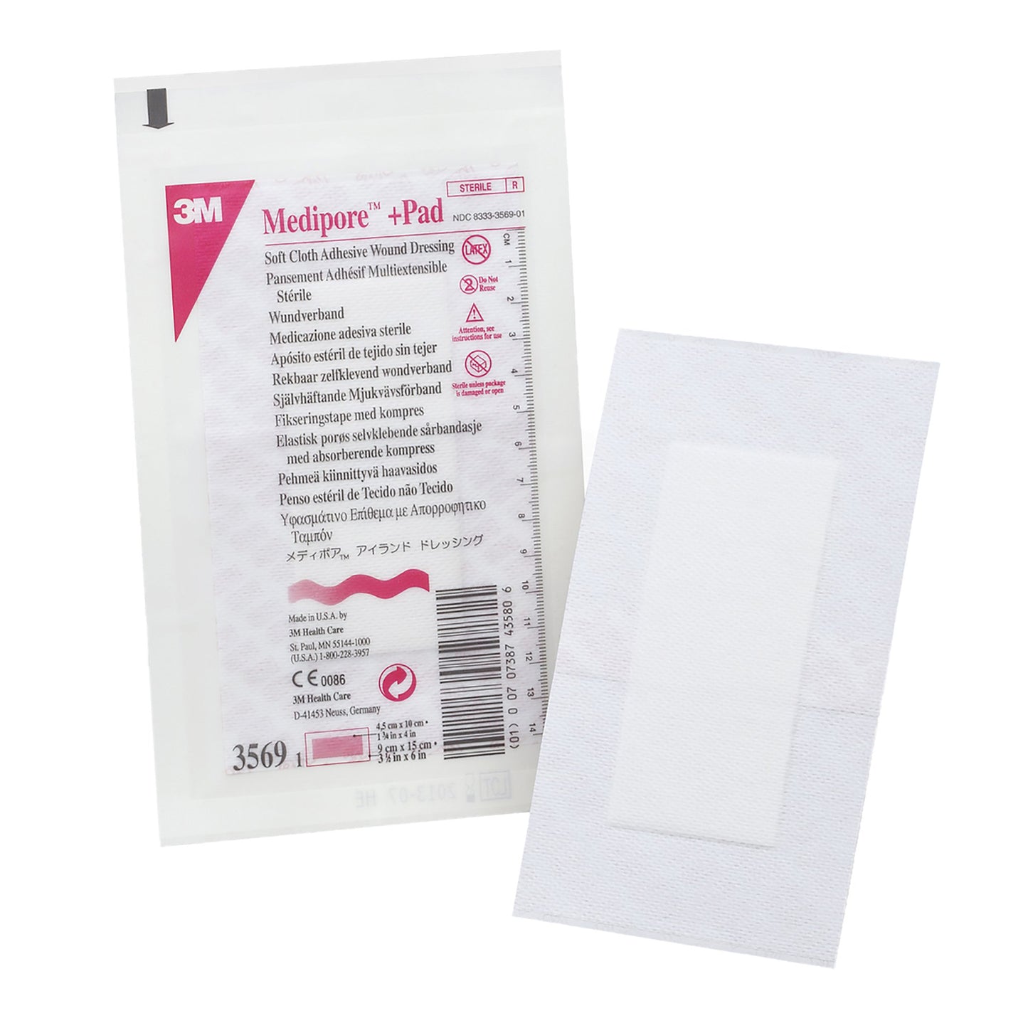 DRESSING, SOFT CLOTH MEDIPORE+PAD 3X1/2X6"