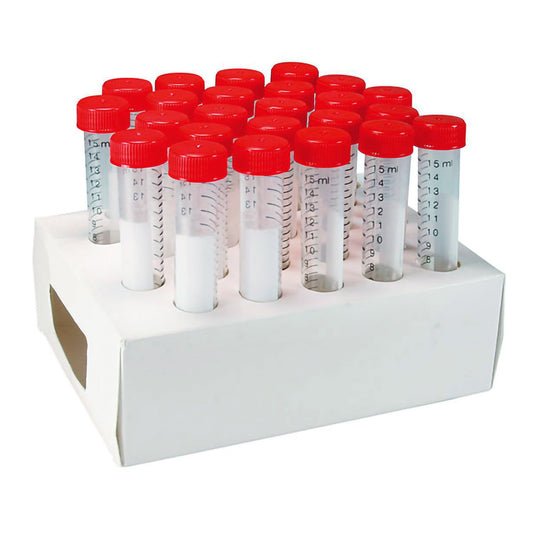 TUBE, CENTRIFUGE W/SCREW CAP STR RED 15ML