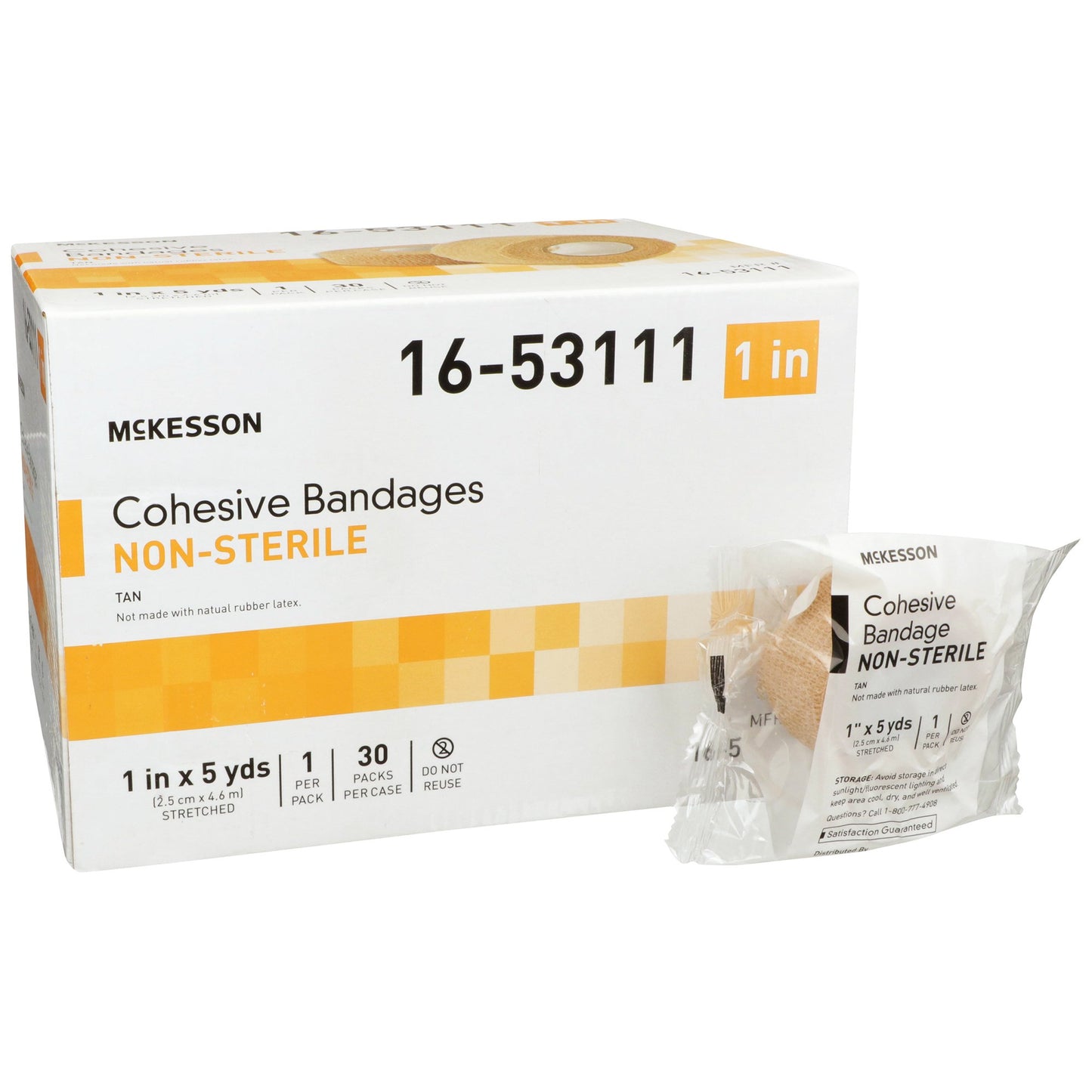 BANDAGE, COHESIVE N/S LF TAN 1"