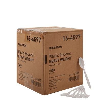 SPOON, PLASTIC HVY WGHT WHT 6"