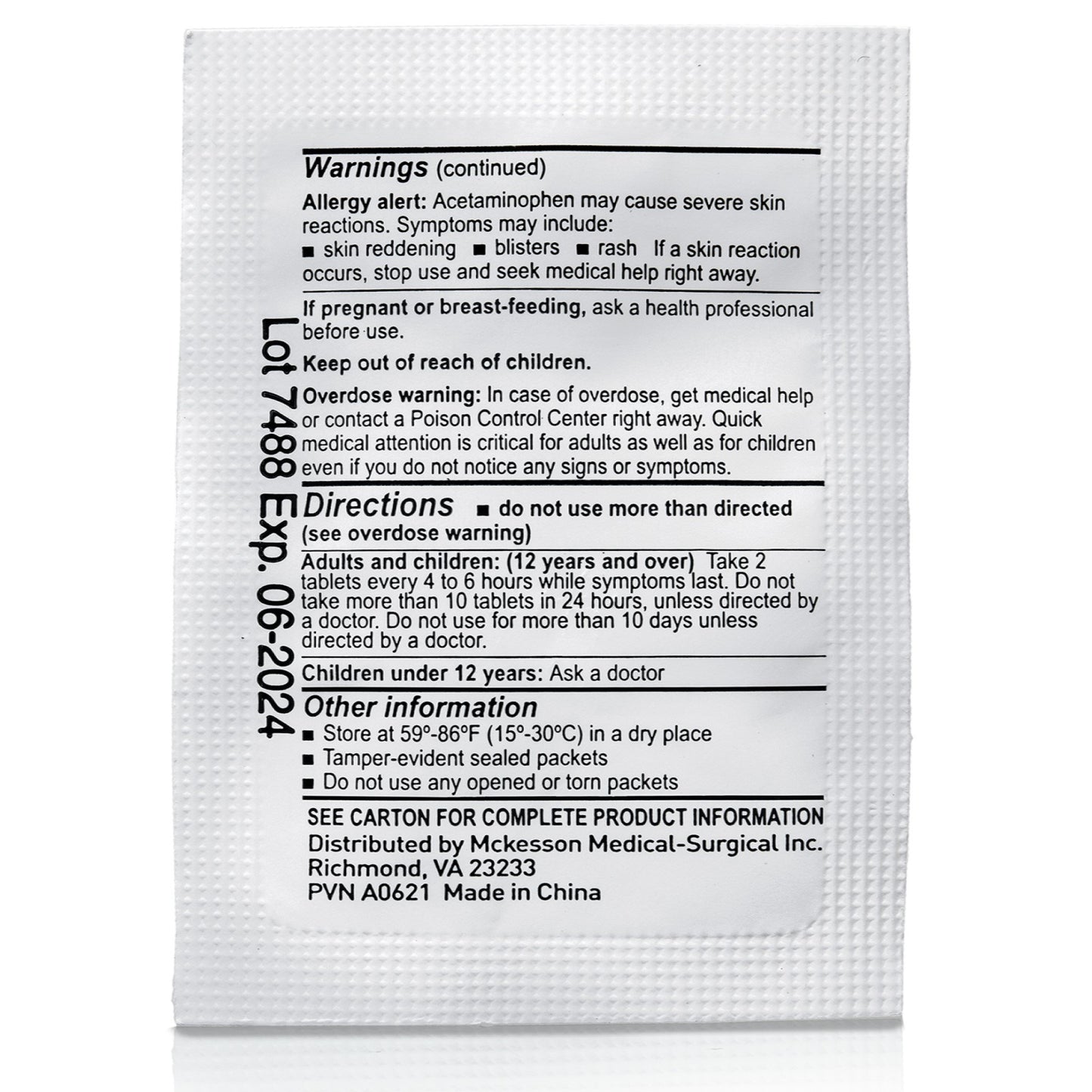 ACETAMINOPHEN TAB 325MG 250 X 2 UD BX 12BX/CS