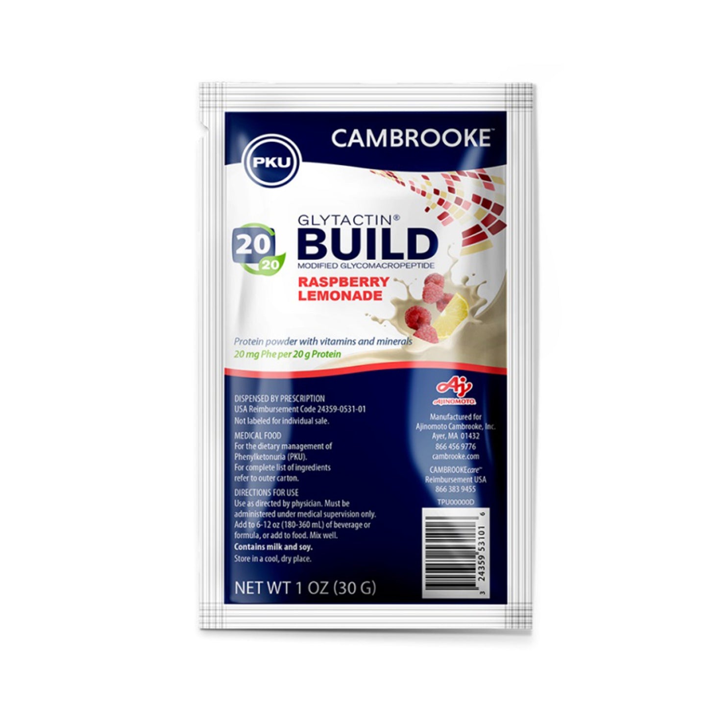 GLYTACTIN BUILD 20/20, PDR RASPBERRY LEMONADE 20G
