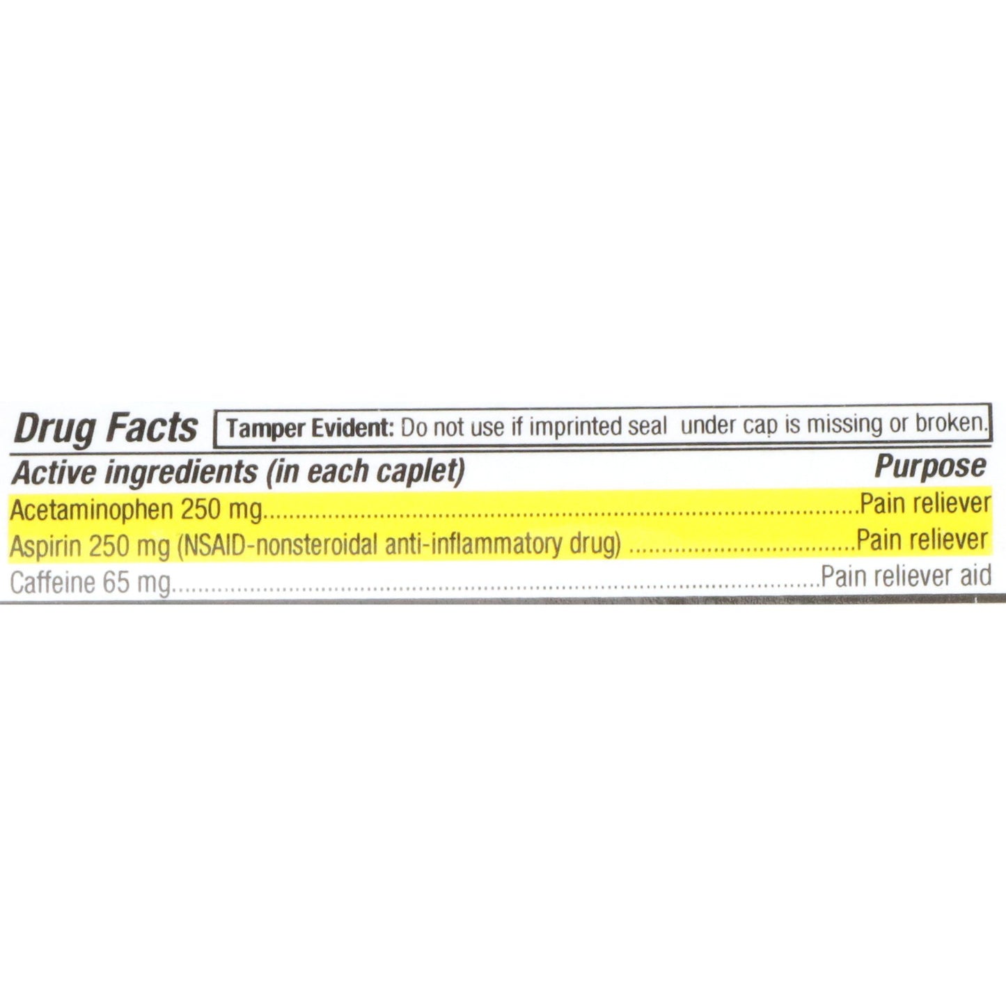 PAIN RELIEF XS, EXCEDRIN TAB