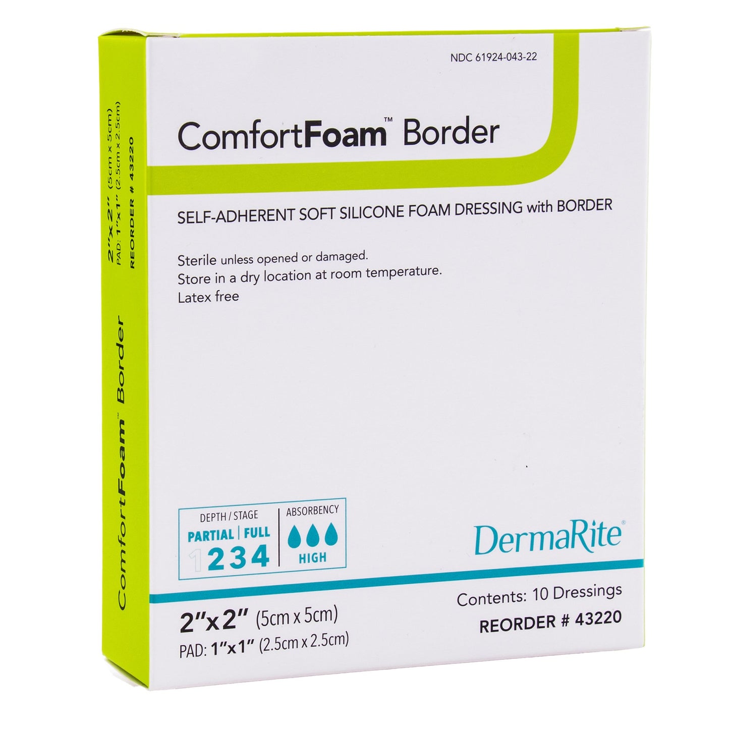 DRESSING, COMFORT FOAM 2"X2"