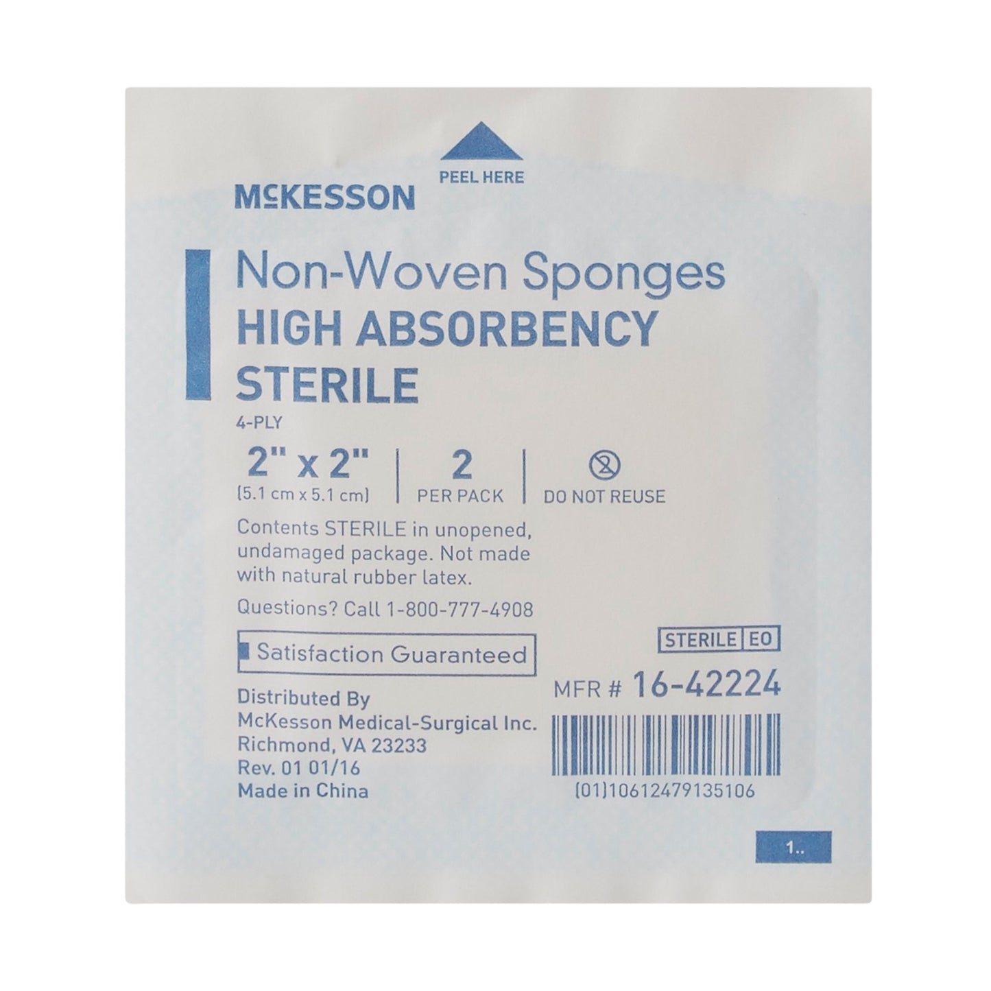 SPONGE, N/WOVN HI-ABSRB 2"X2"4PLY STR