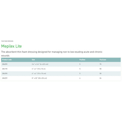 DRESSING, MEPILEX LIGHT 15CMX15CM