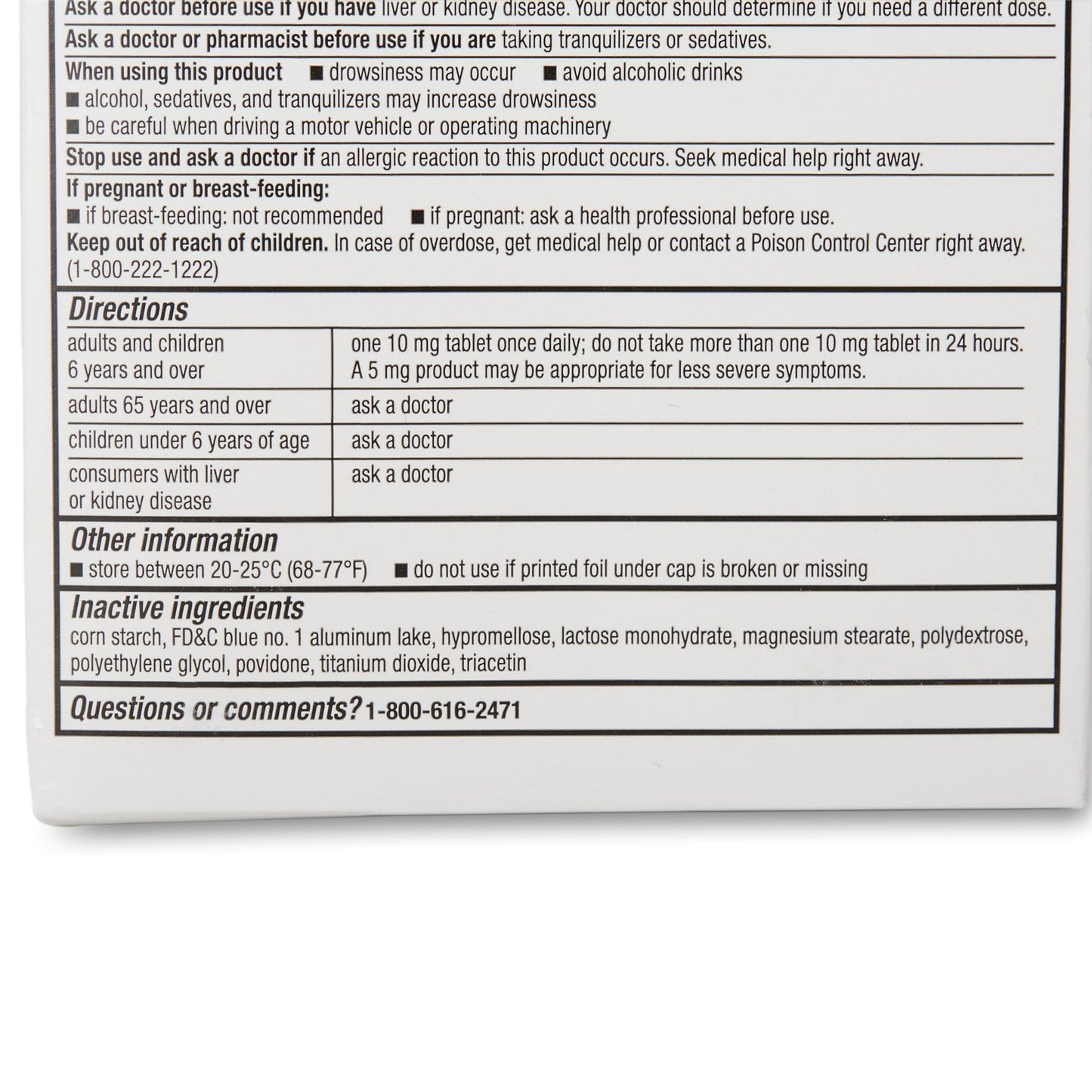 CETIRIZINE HCL, TAB 10MG